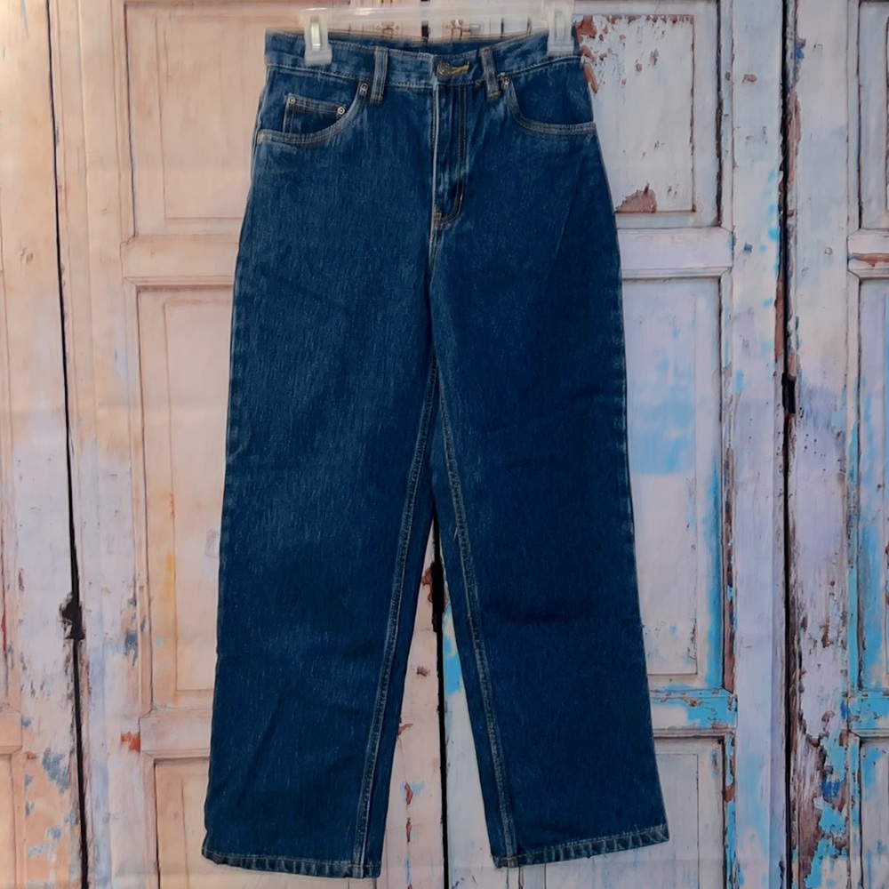 Basic Editions boys Straight fit adjustable waist size 12 denim blue jeans NWT